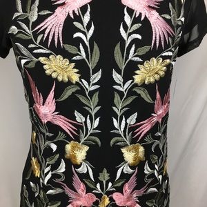 INC  Spring Romance Embroidered Black Top